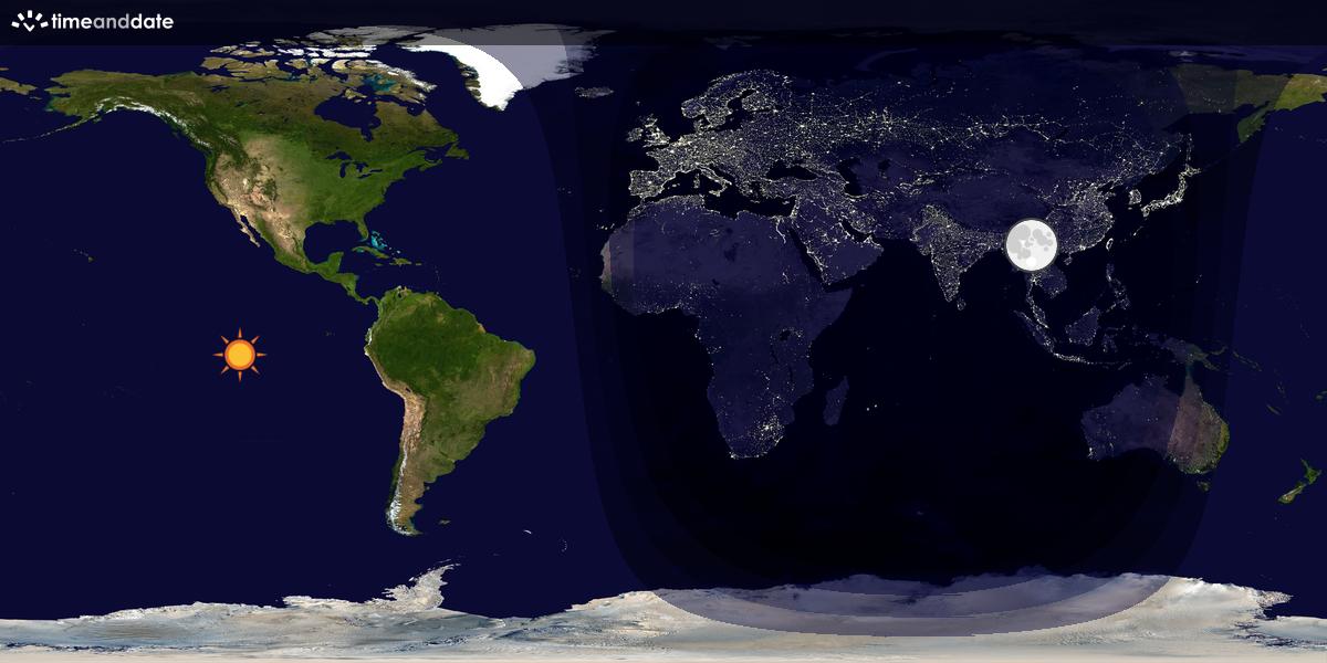 Verdenskart som viser dag og natt 