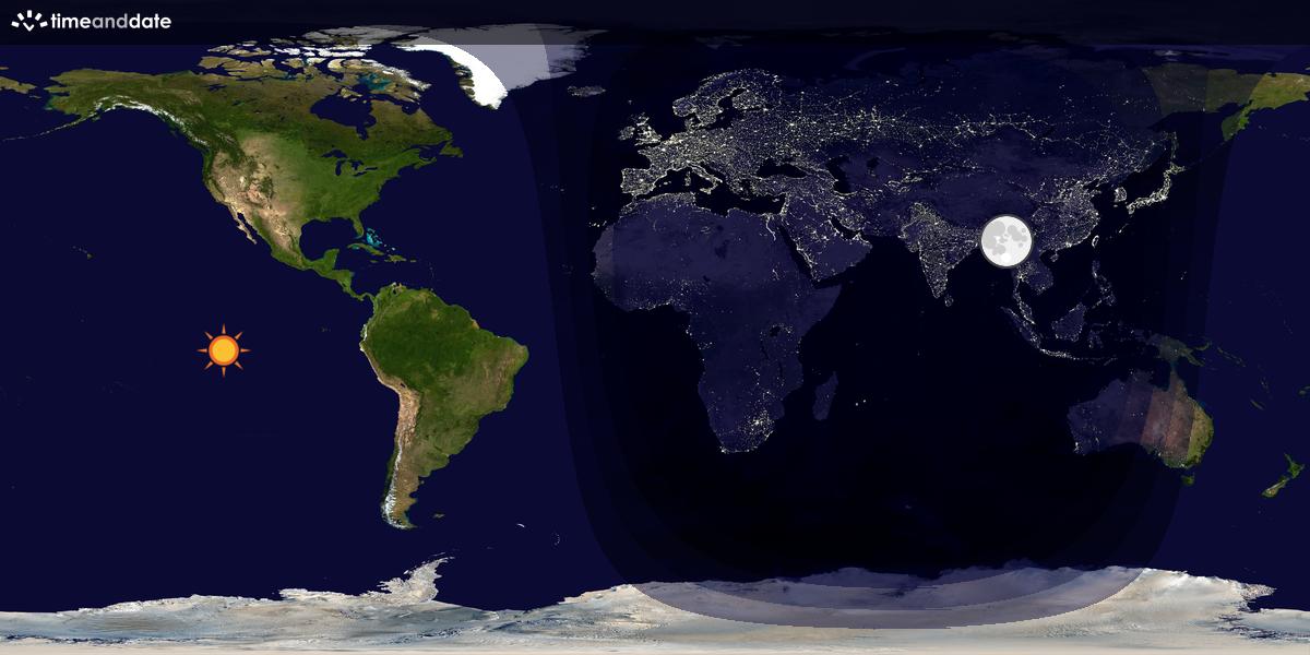 Verdenskart som viser dag og natt 