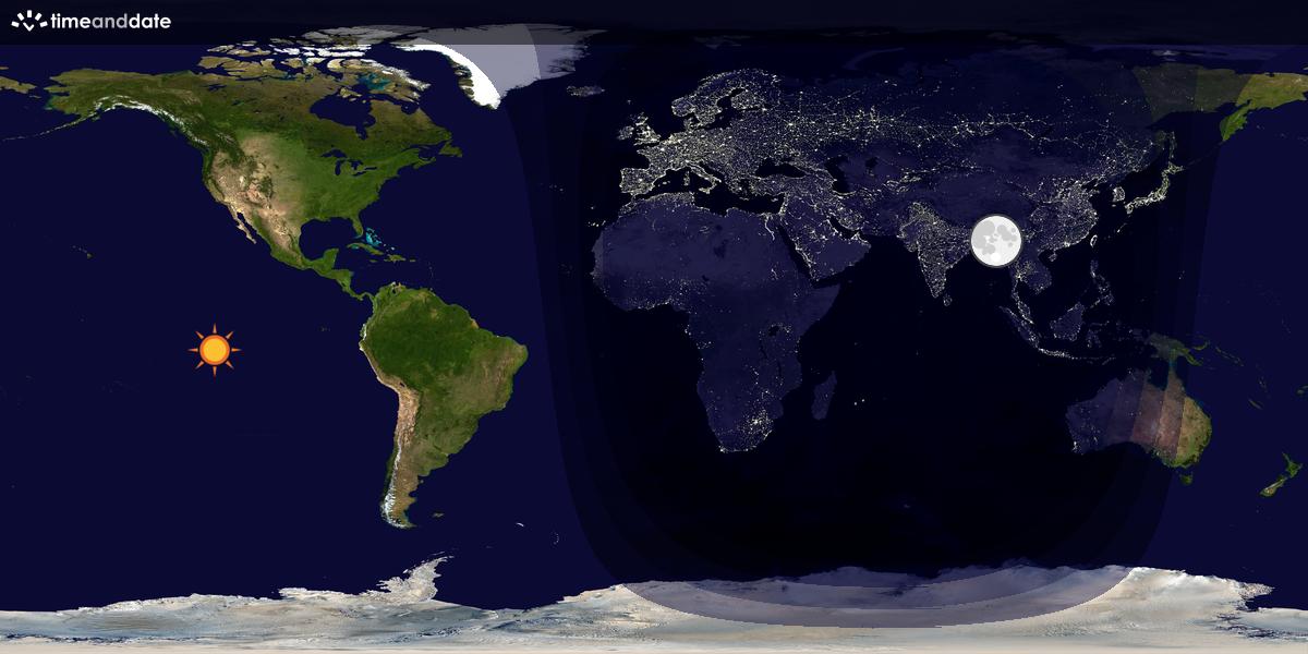 Verdenskart som viser dag og natt 