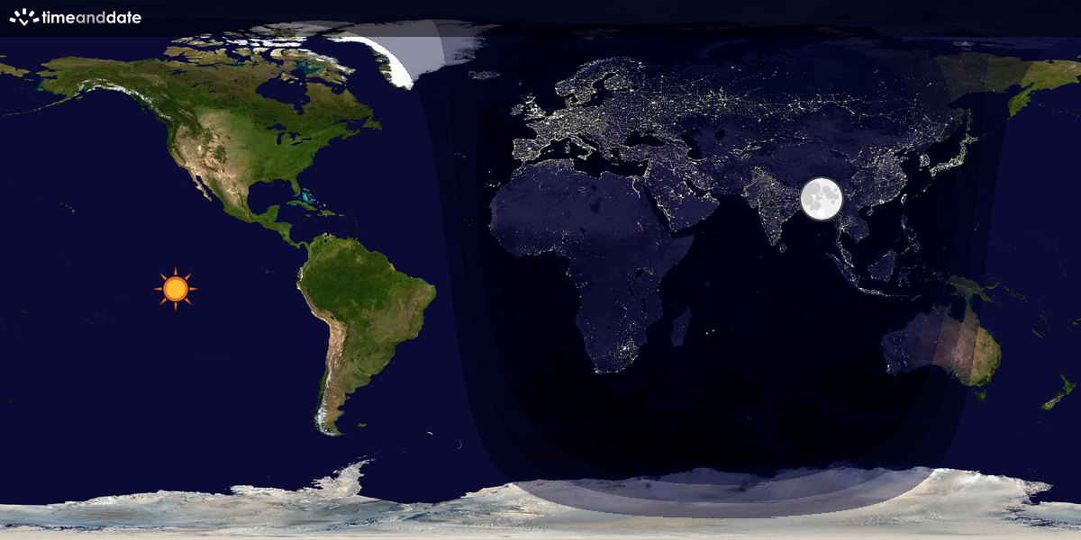 Verdenskart som viser dag og natt 