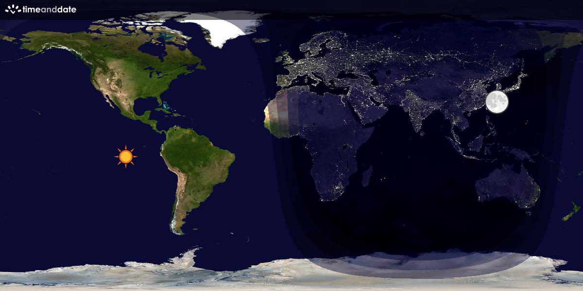 Verdenskart som viser dag og natt 