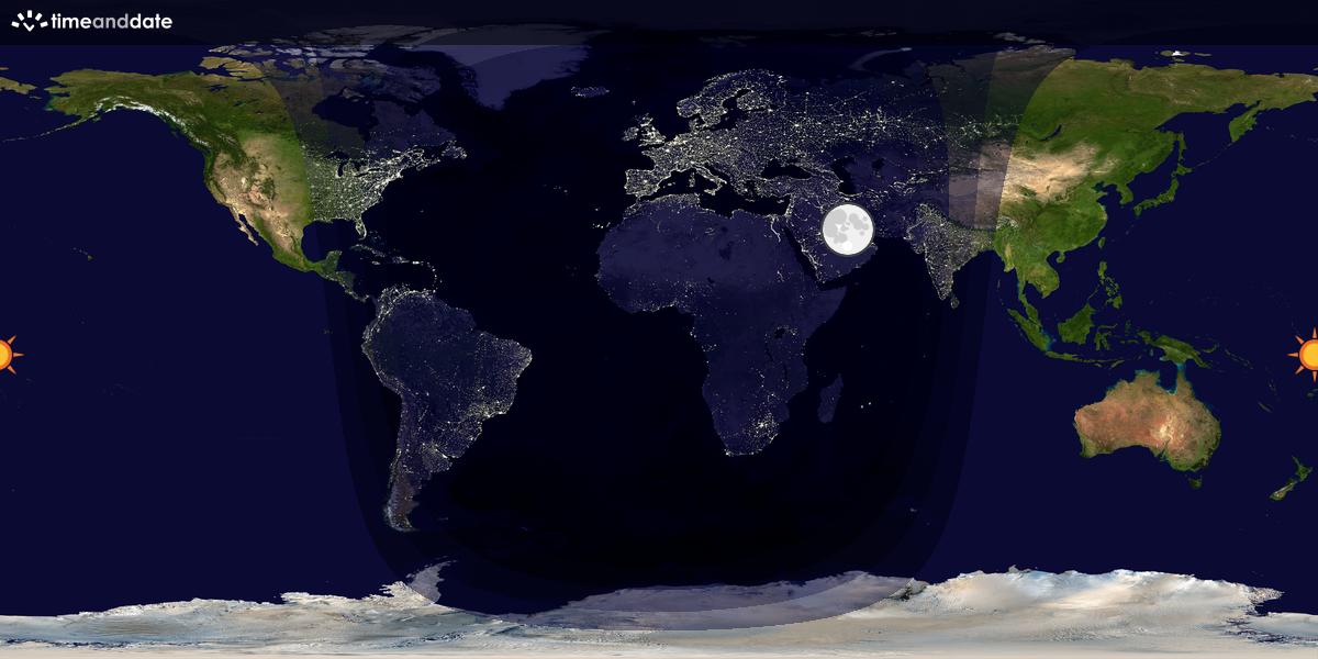 Verdenskart som viser dag og natt 