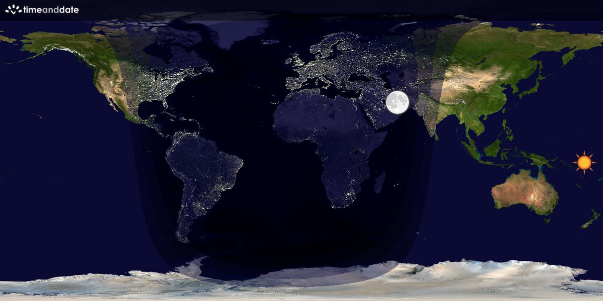 Verdenskart som viser dag og natt 