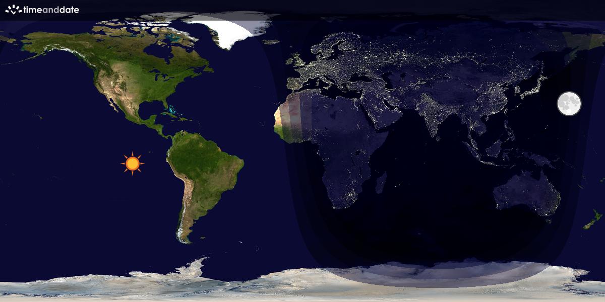 Verdenskart som viser dag og natt 