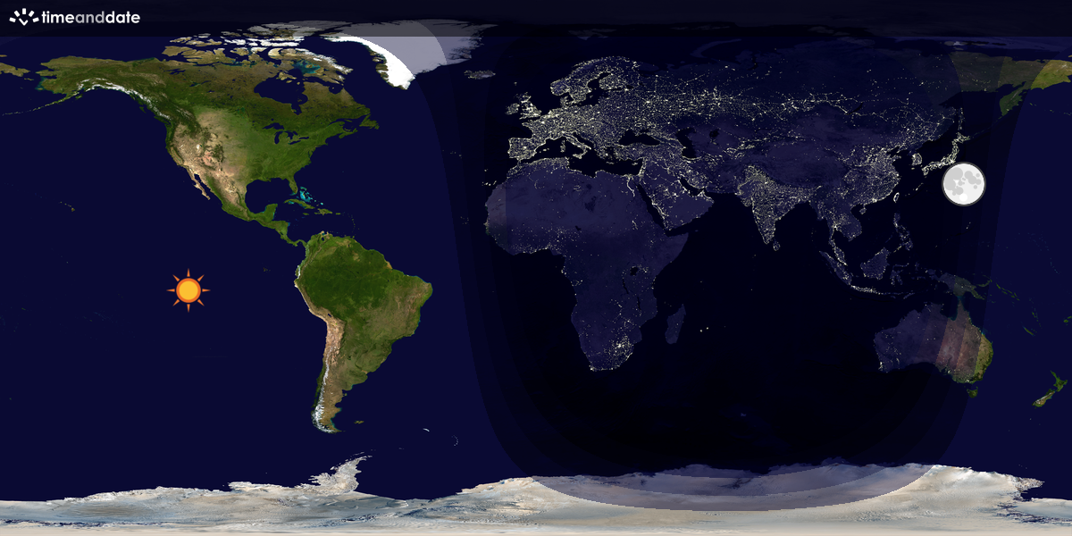 Verdenskart som viser dag og natt 