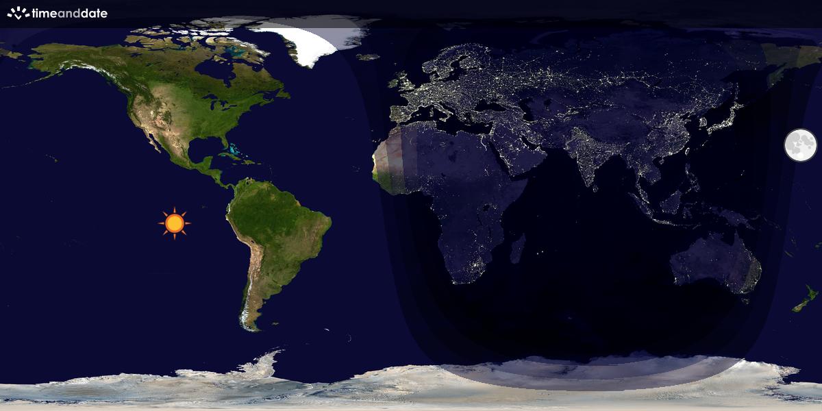 Verdenskart som viser dag og natt 