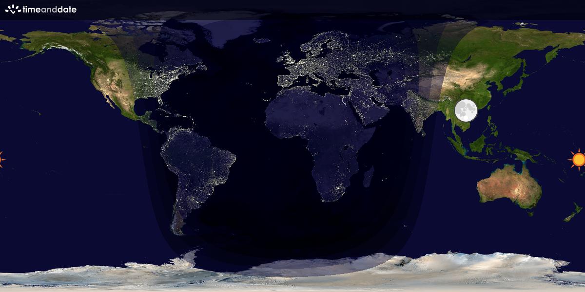 Verdenskart som viser dag og natt 