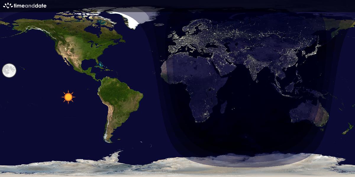 Verdenskart som viser dag og natt 