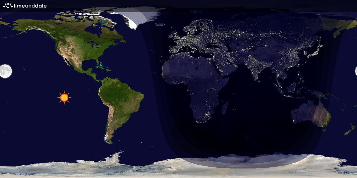 Verdenskart som viser dag og natt 