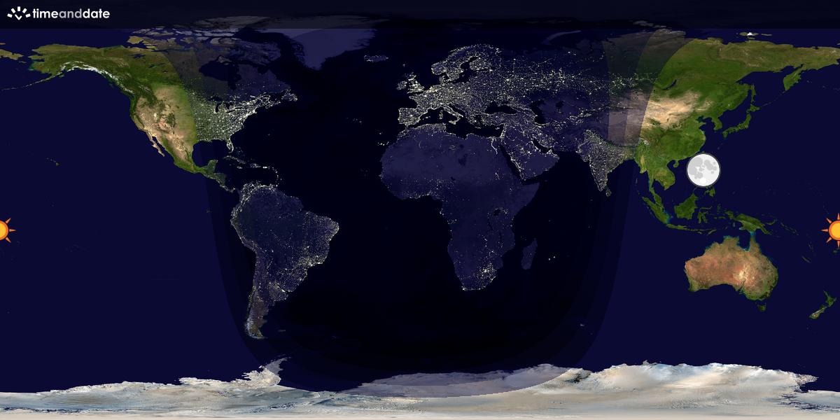 Verdenskart som viser dag og natt 