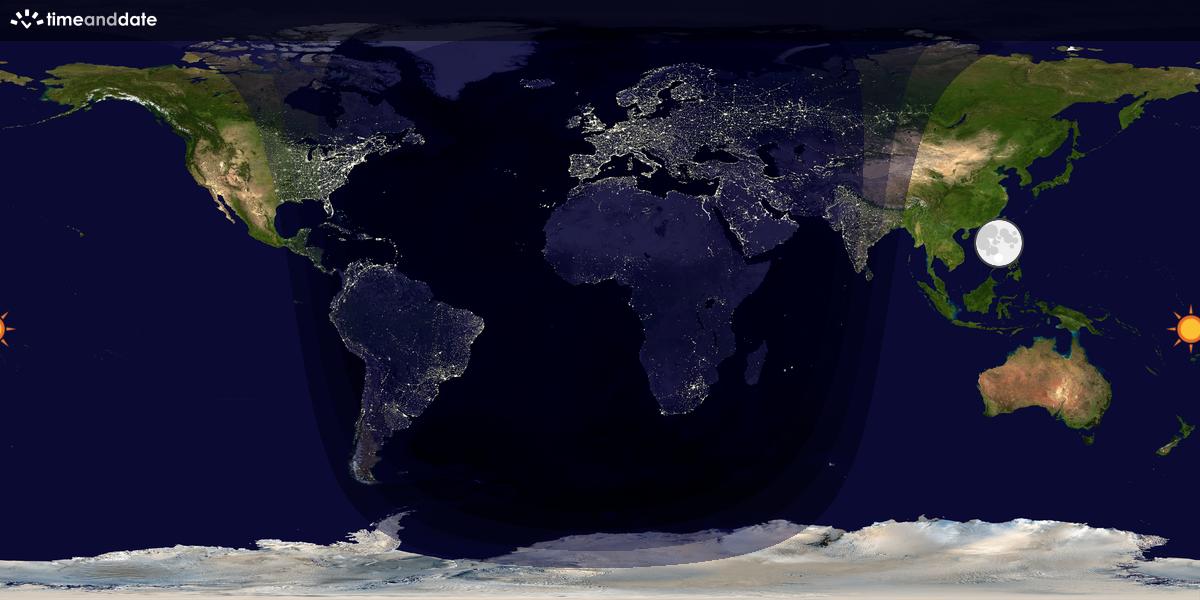 Verdenskart som viser dag og natt 