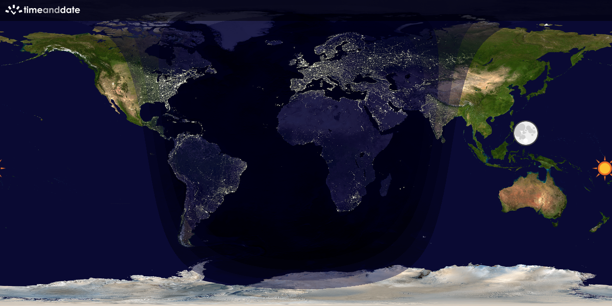 Verdenskart som viser dag og natt 