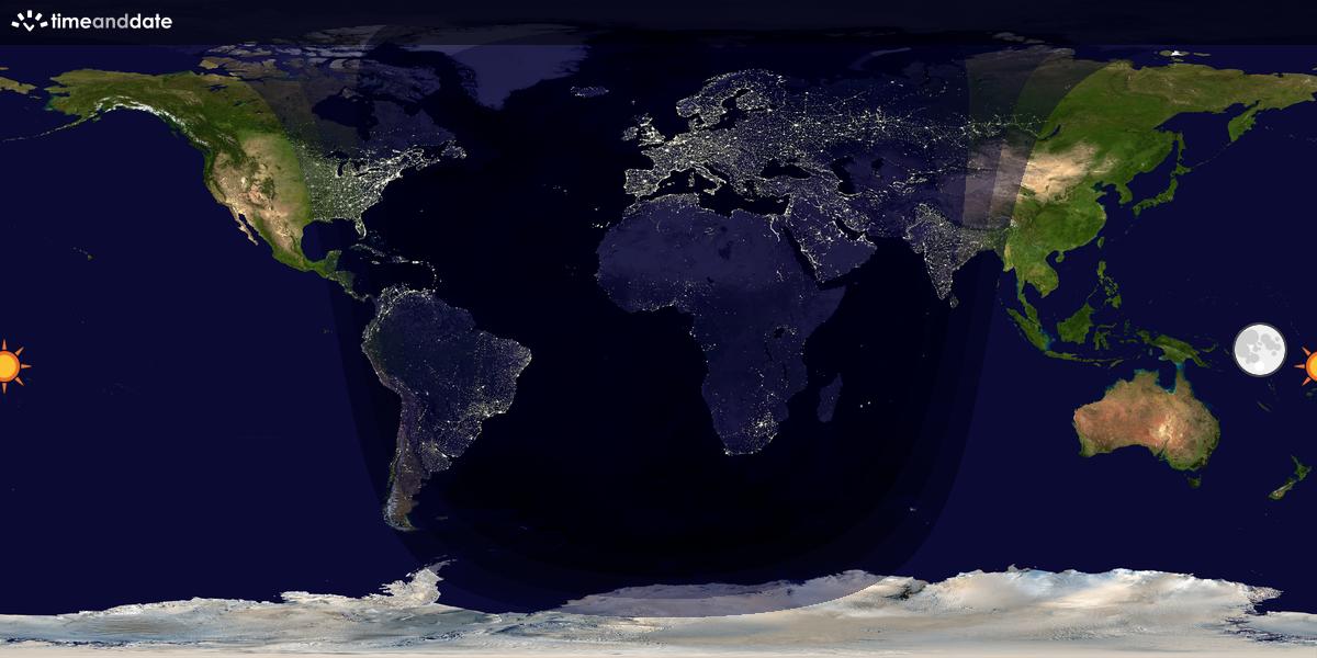 Verdenskart som viser dag og natt 