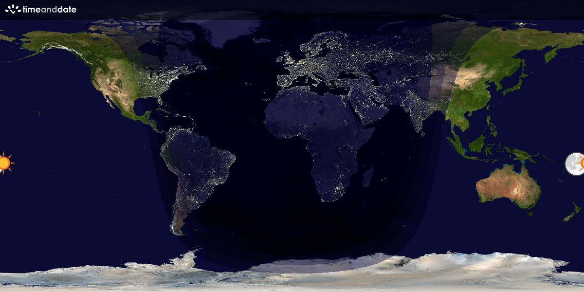 Verdenskart som viser dag og natt 