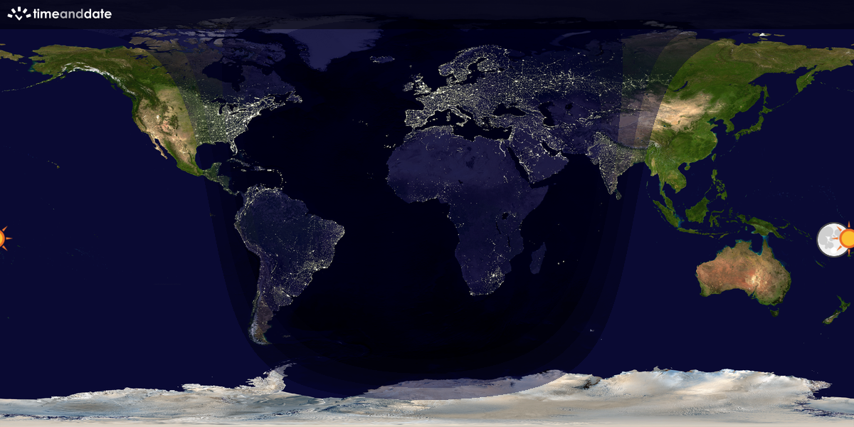 Verdenskart som viser dag og natt 