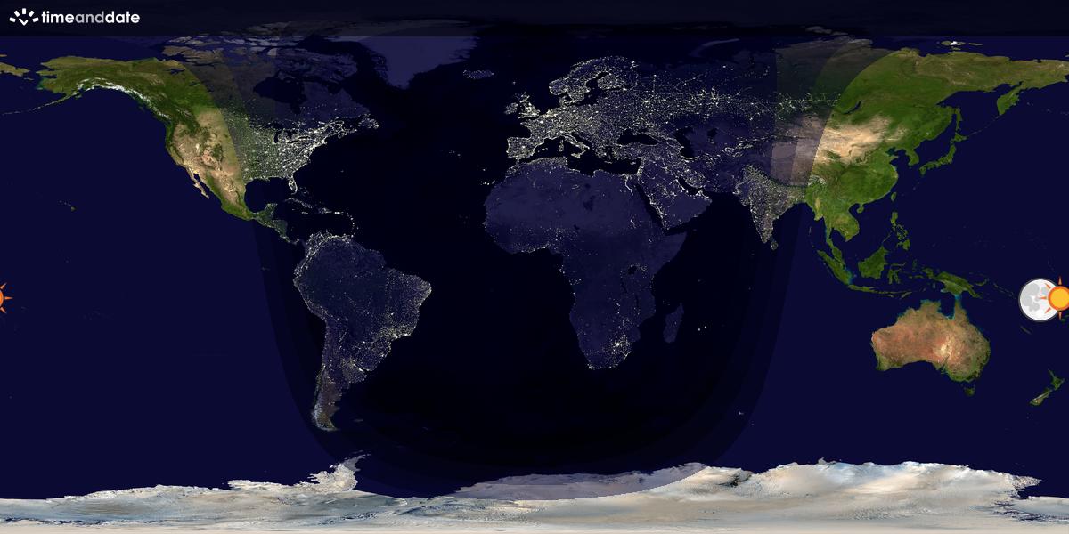 Verdenskart som viser dag og natt 