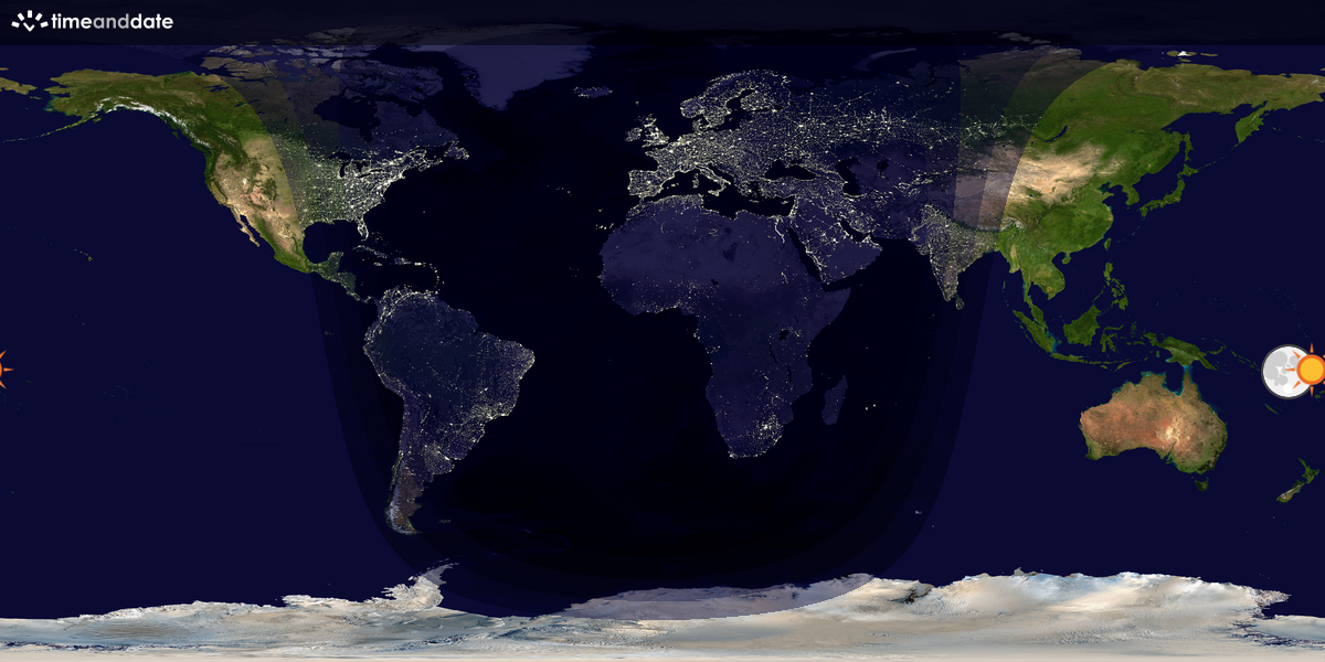 Verdenskart som viser dag og natt 