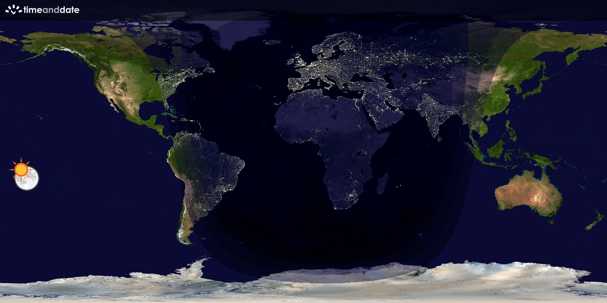 Verdenskart som viser dag og natt 