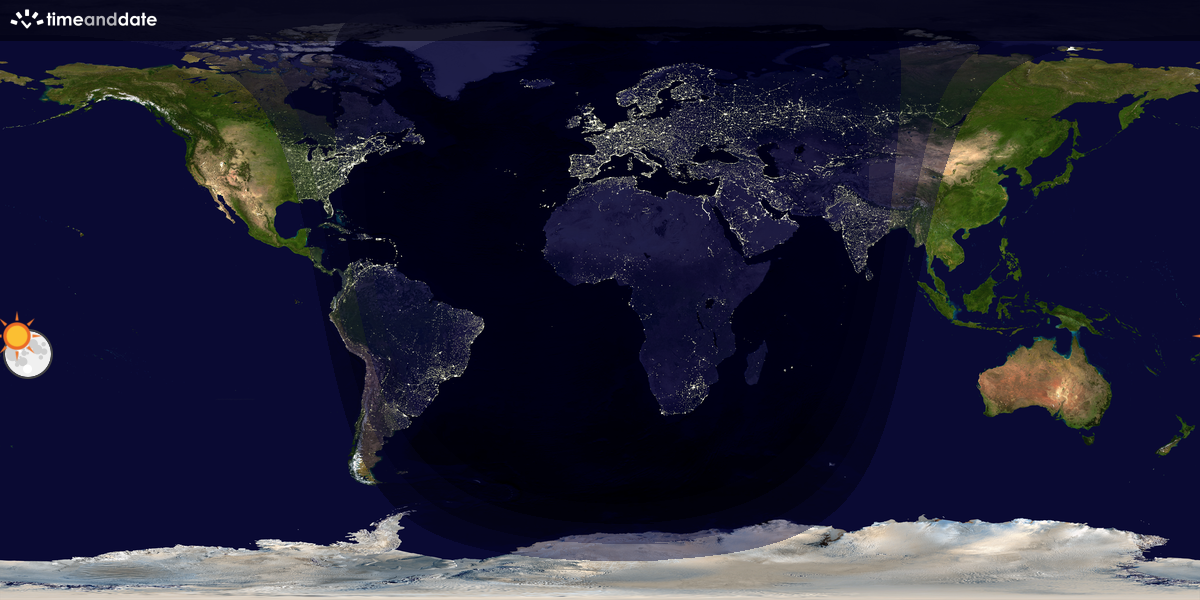 Verdenskart som viser dag og natt 