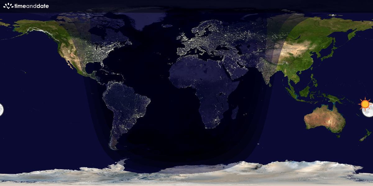 Verdenskart som viser dag og natt 