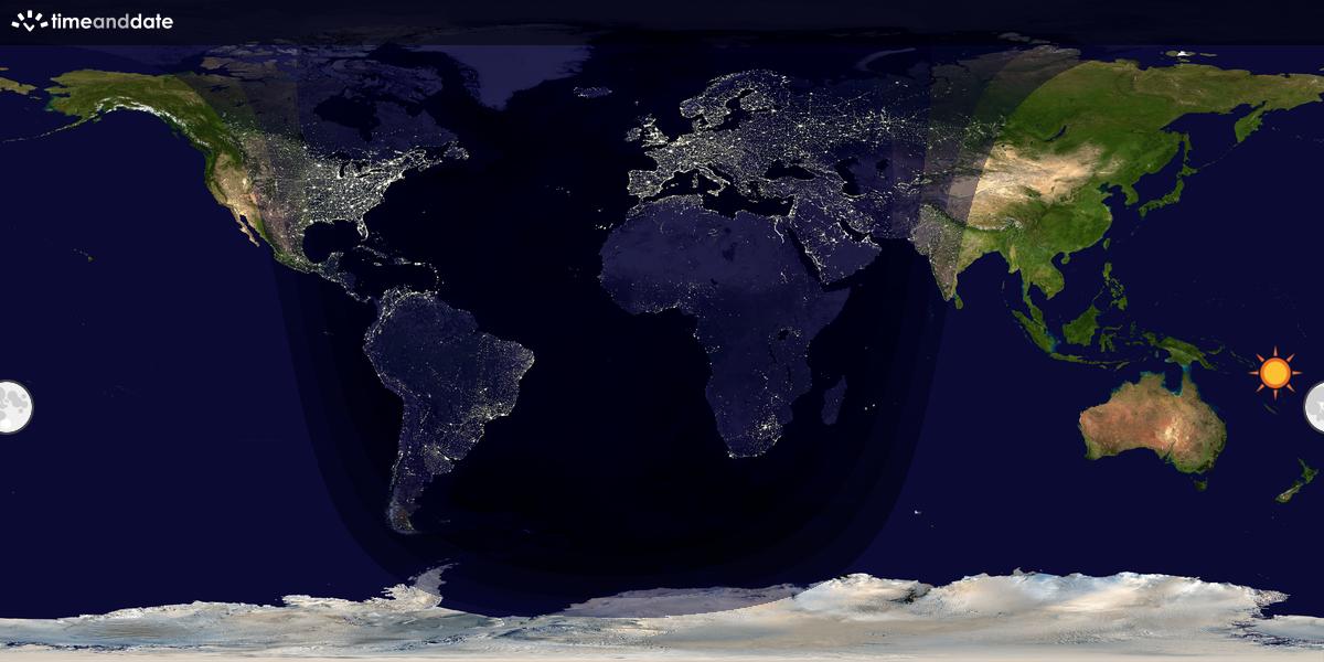 Verdenskart som viser dag og natt 