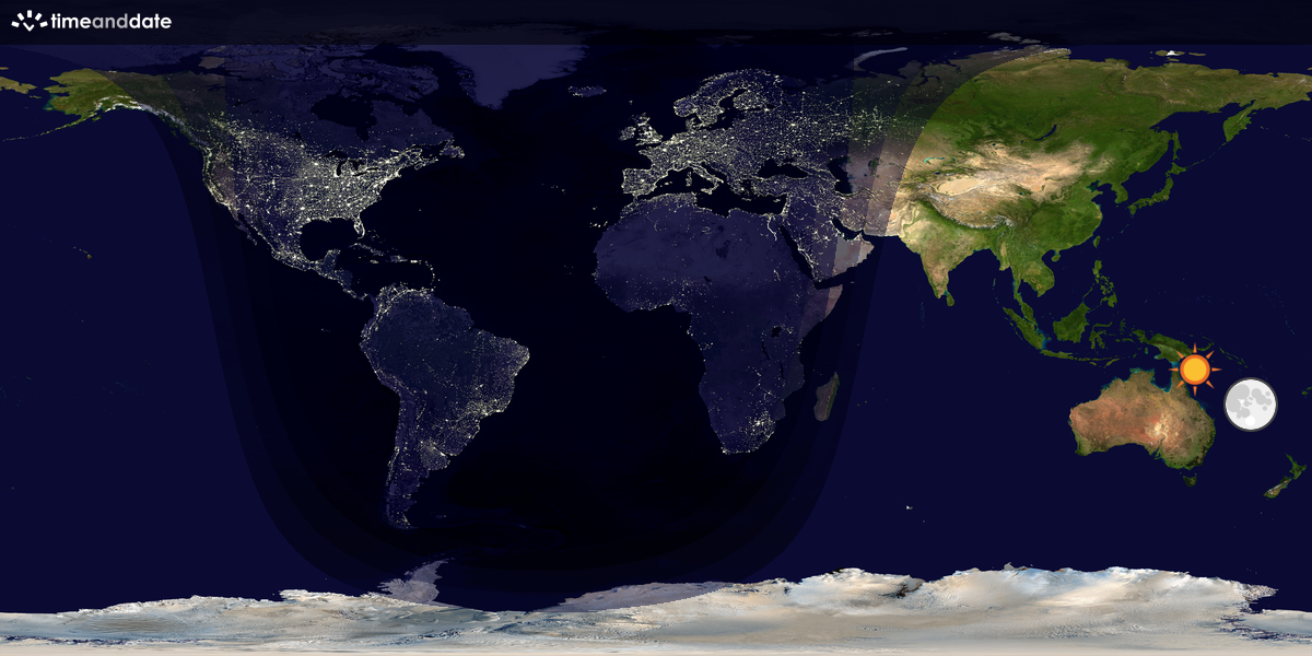 Verdenskart som viser dag og natt 