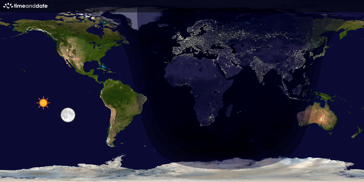 Verdenskart som viser dag og natt 