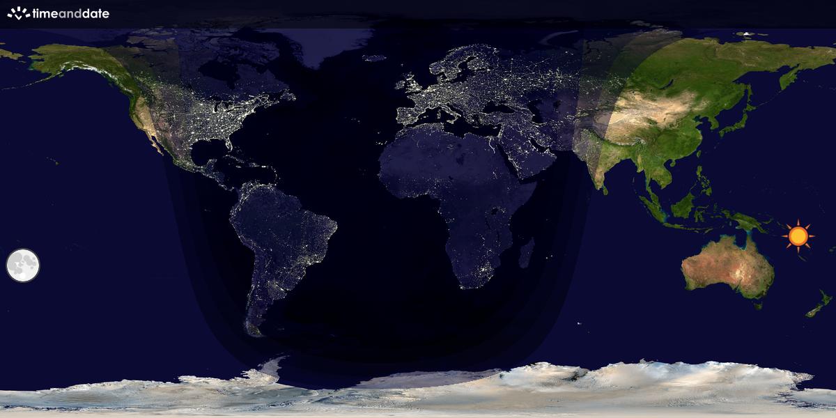 Verdenskart som viser dag og natt 