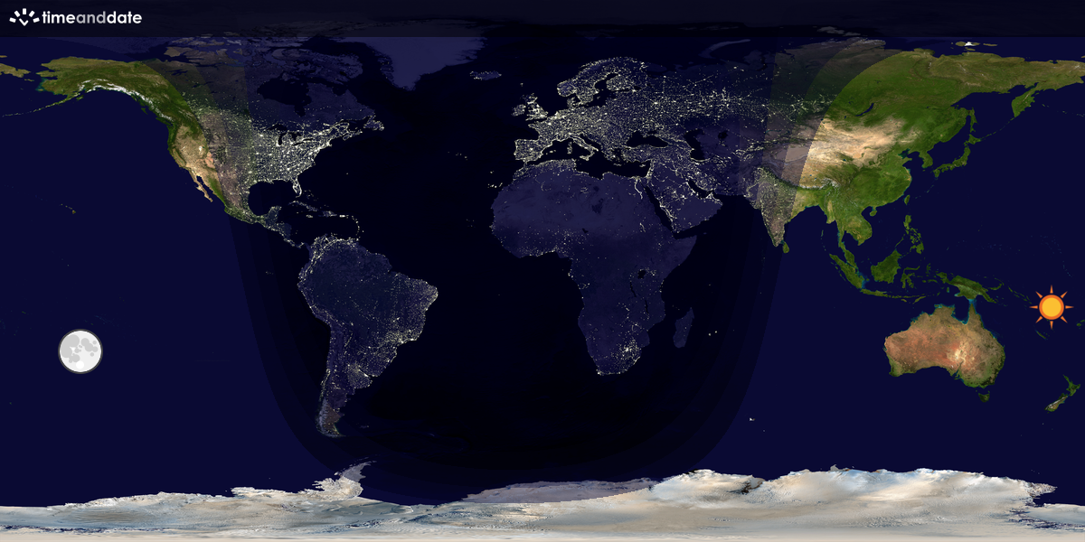 Verdenskart som viser dag og natt 