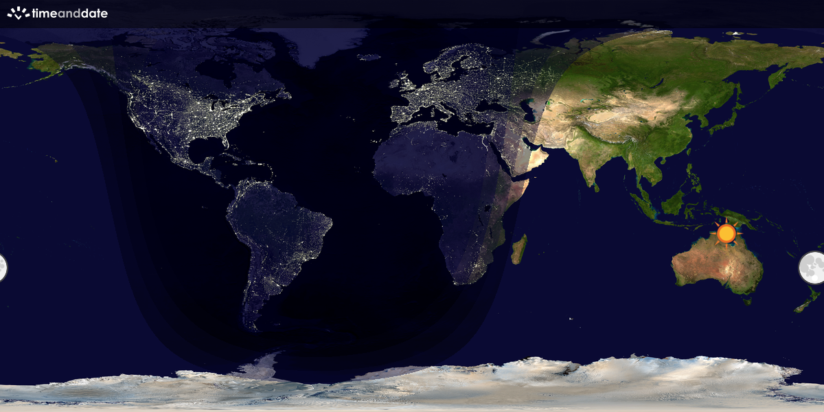 Verdenskart som viser dag og natt 
