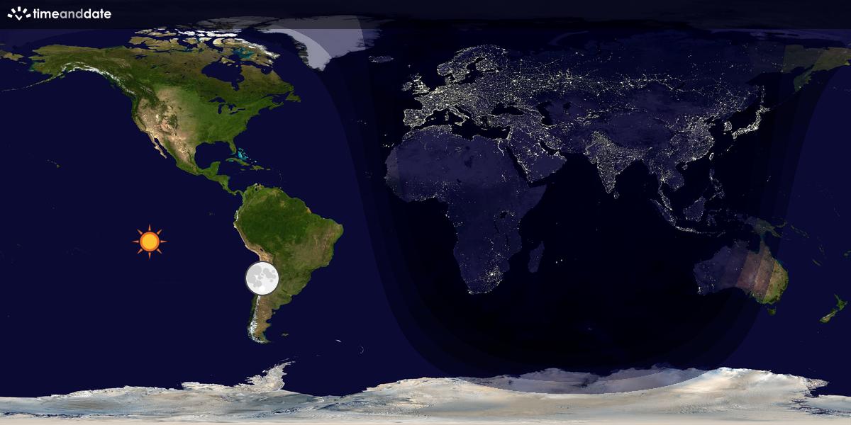 Verdenskart som viser dag og natt 