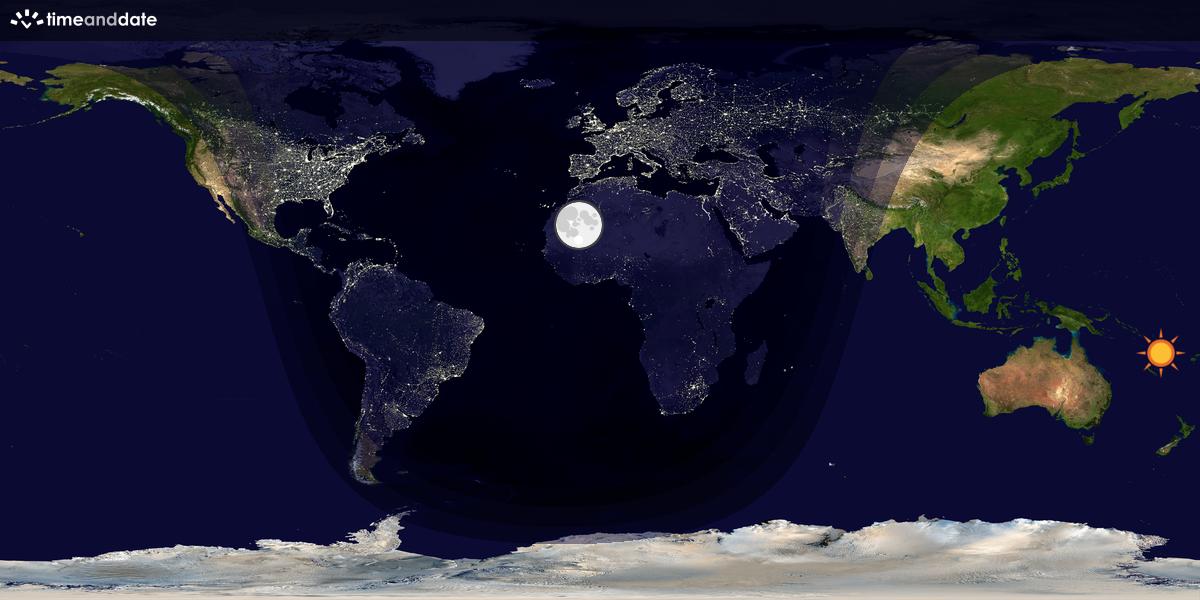 Verdenskart som viser dag og natt 