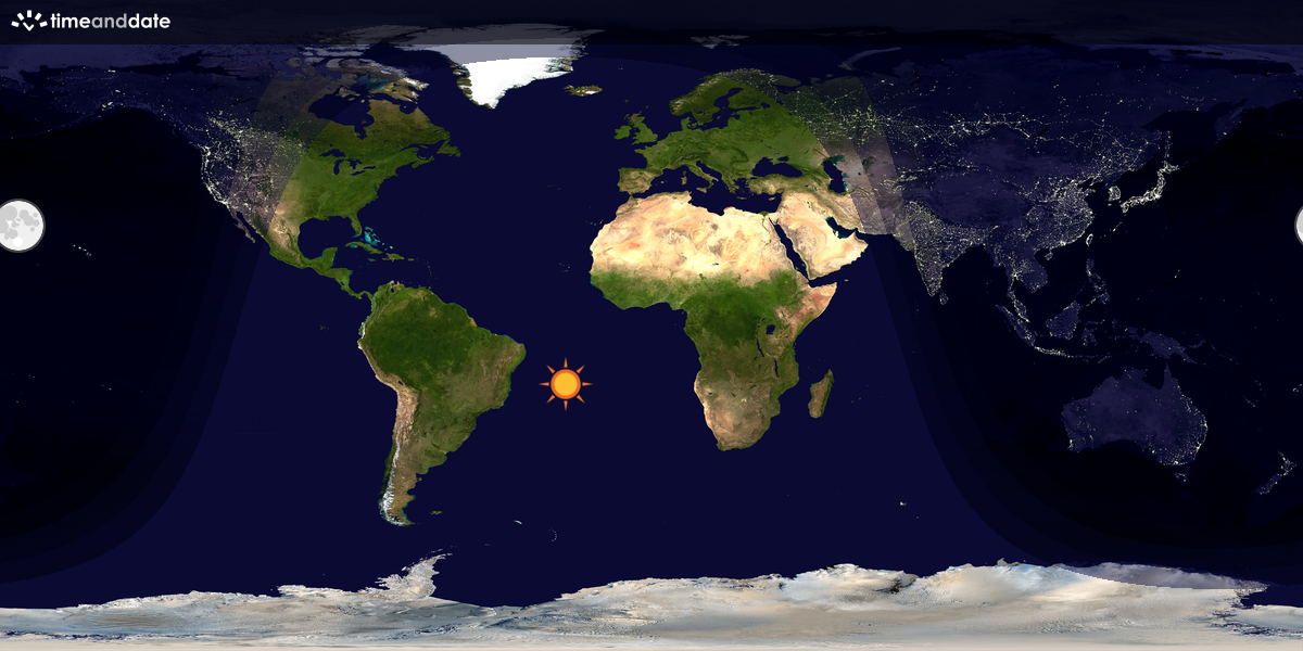Verdenskart som viser dag og natt 