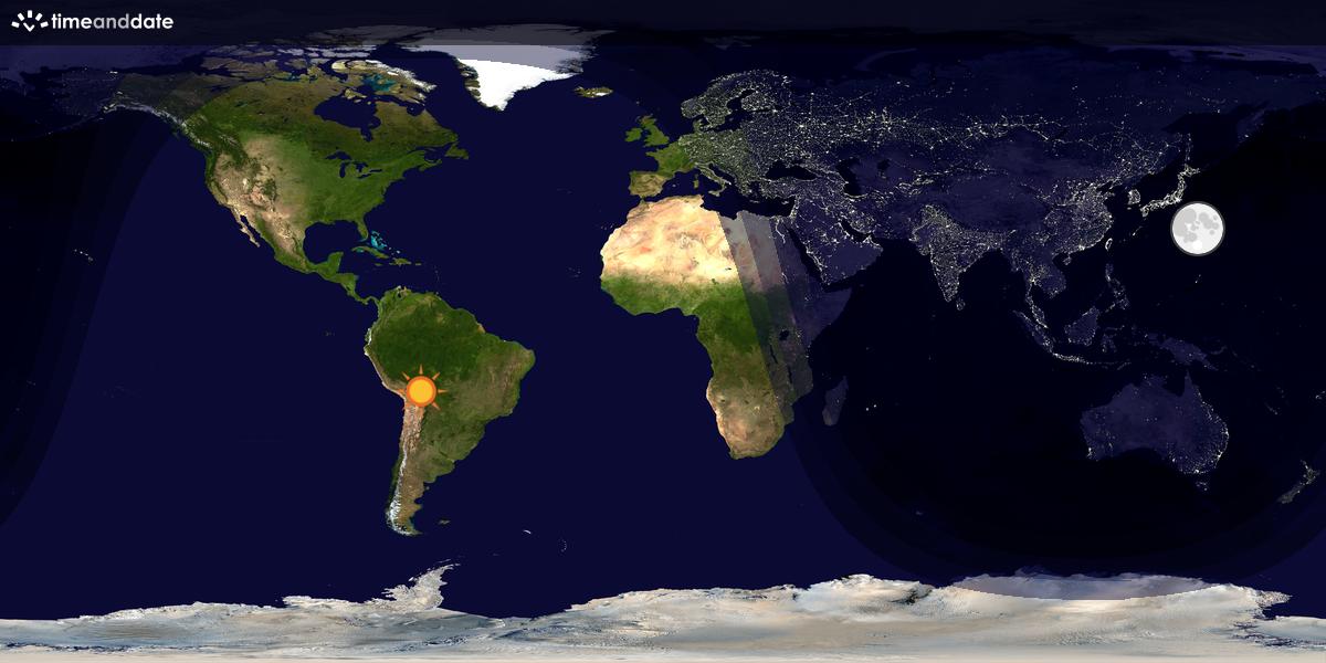 Verdenskart som viser dag og natt 