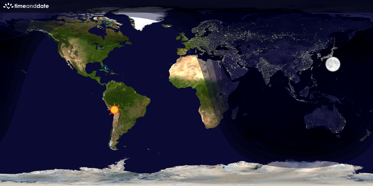 Verdenskart som viser dag og natt 