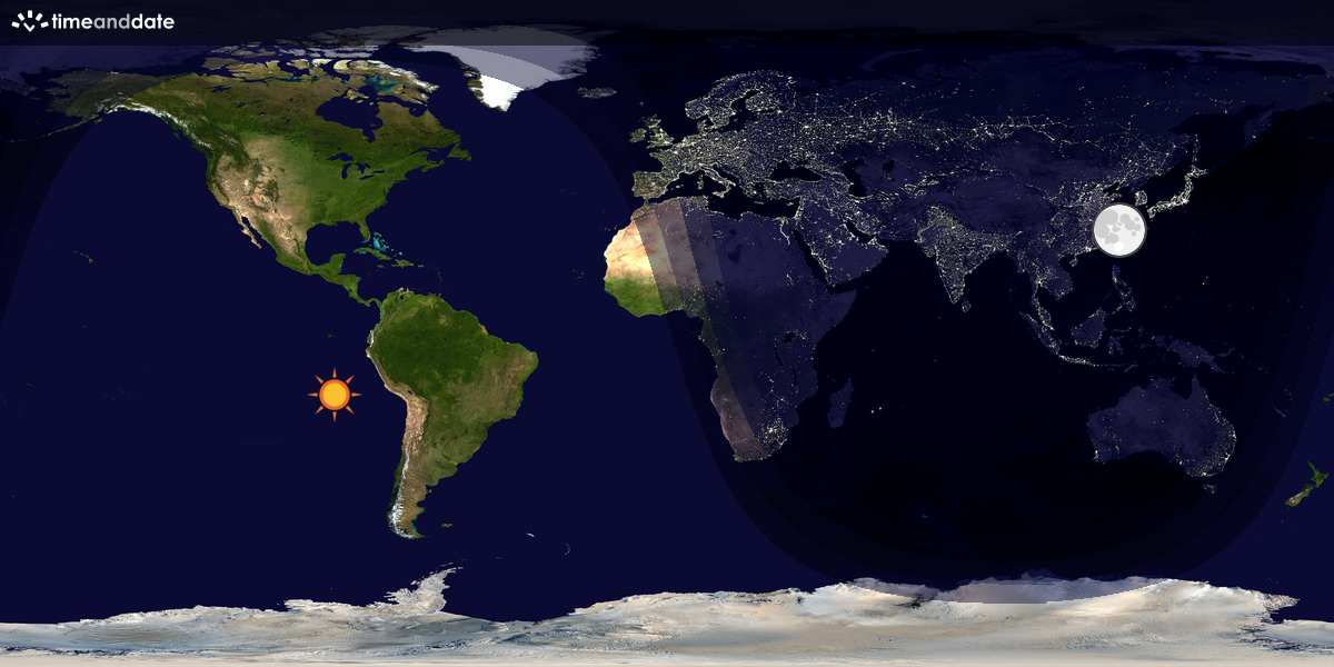 Verdenskart som viser dag og natt 