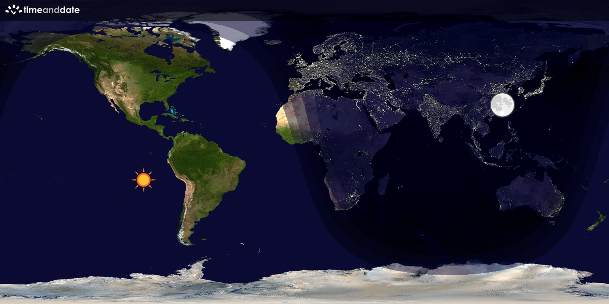 Verdenskart som viser dag og natt 