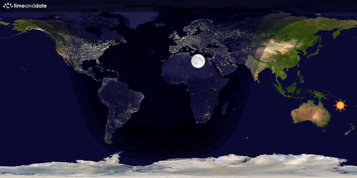 Verdenskart som viser dag og natt 