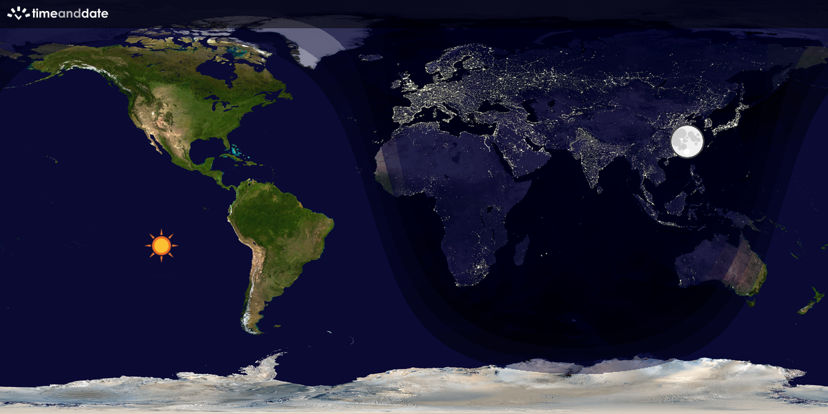 Verdenskart som viser dag og natt 