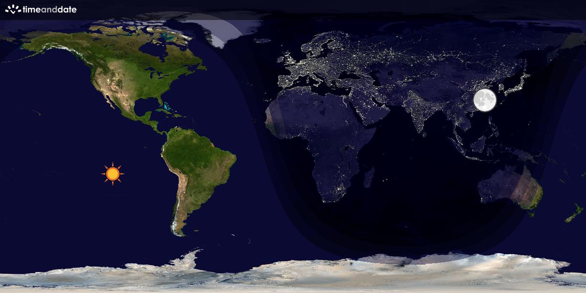 Verdenskart som viser dag og natt 