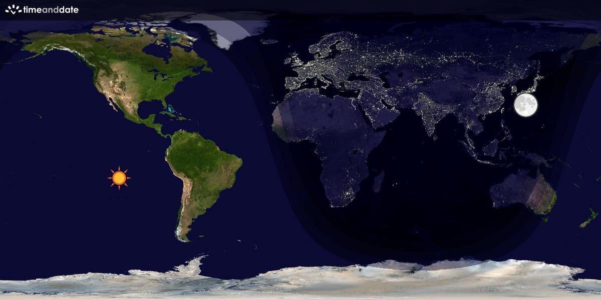 Verdenskart som viser dag og natt 