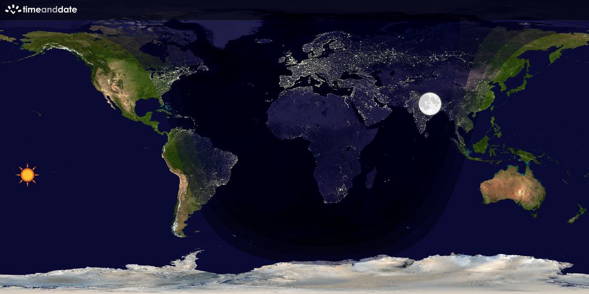 Verdenskart som viser dag og natt 