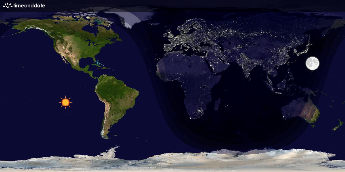 Verdenskart som viser dag og natt 