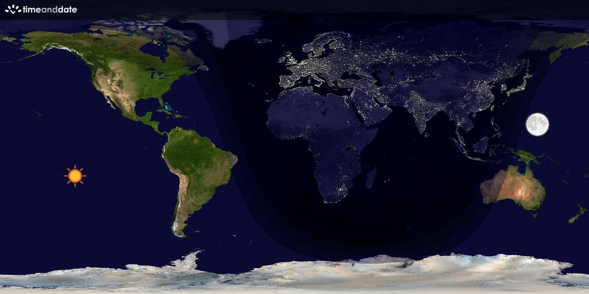 Verdenskart som viser dag og natt 