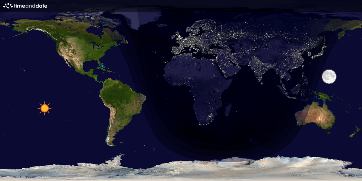 Verdenskart som viser dag og natt 