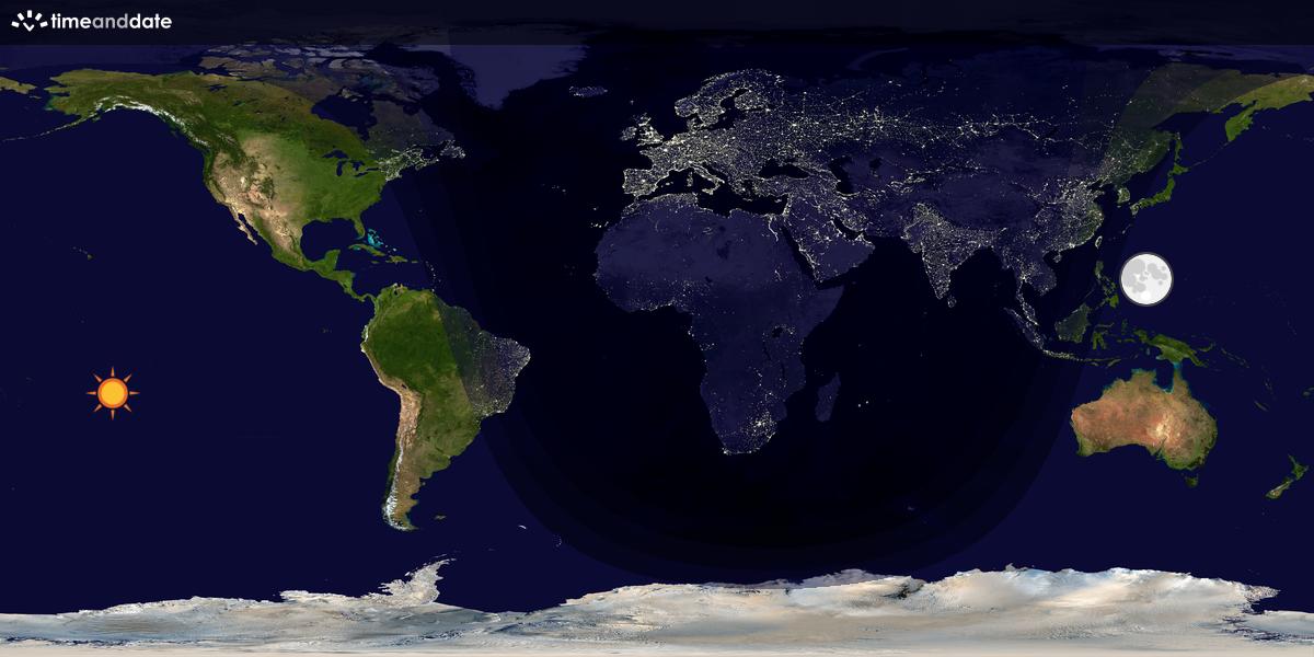 Verdenskart som viser dag og natt 
