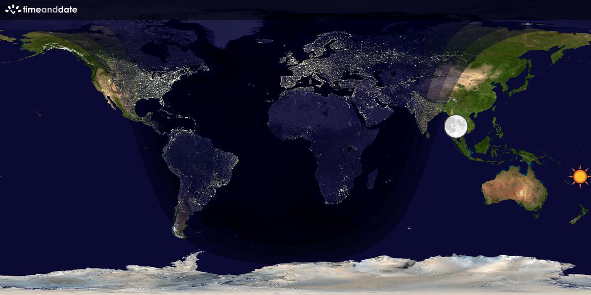 Verdenskart som viser dag og natt 