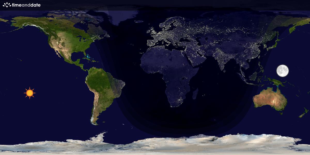 Verdenskart som viser dag og natt 