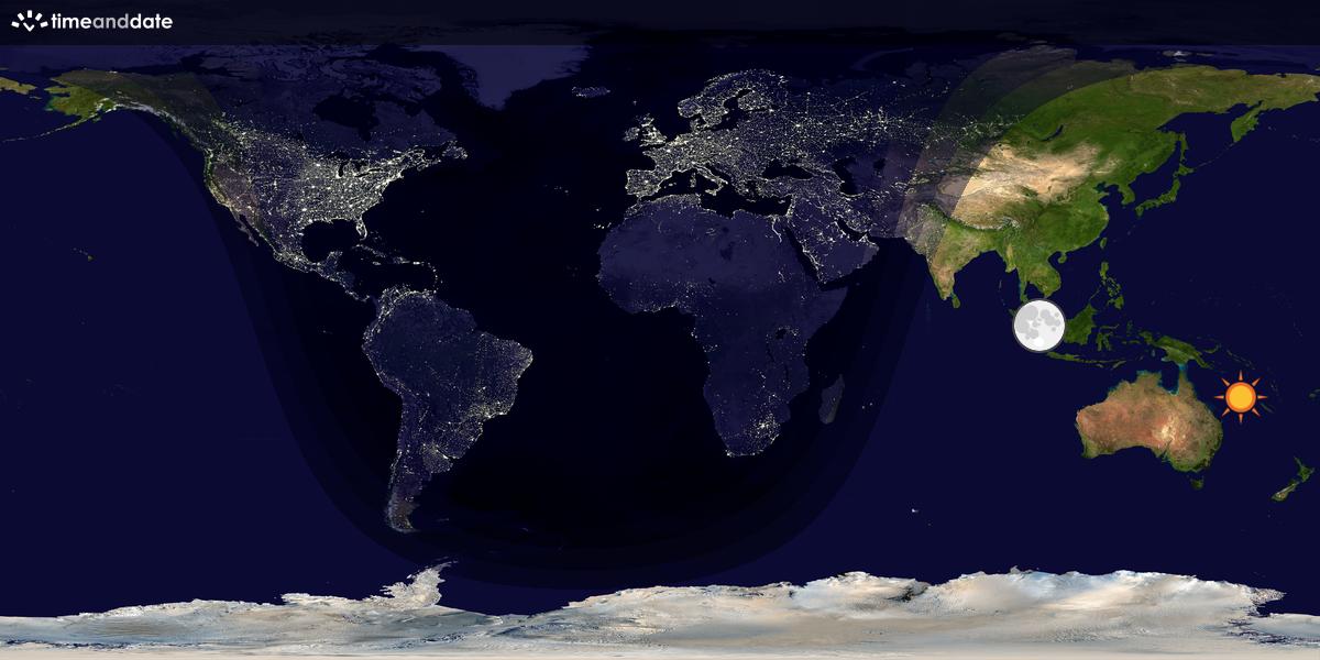 Verdenskart som viser dag og natt 