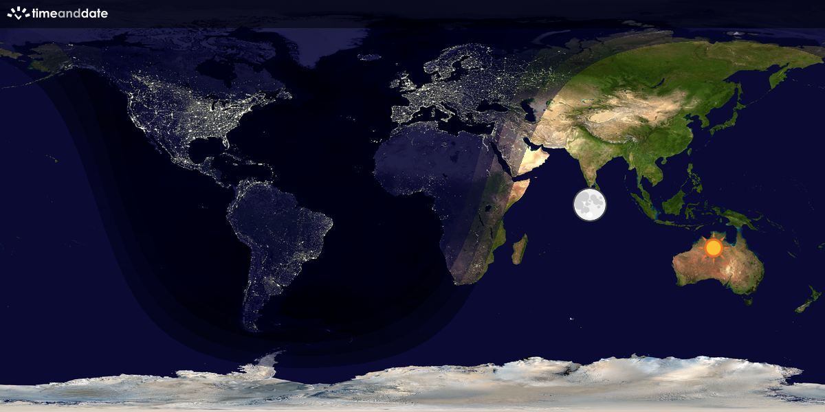 Verdenskart som viser dag og natt 